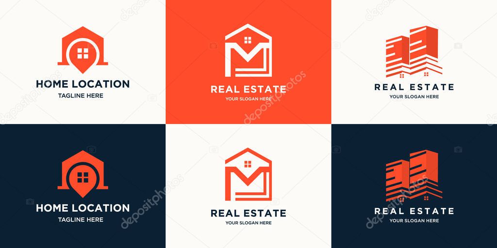 Set of creative modern real estate logo
