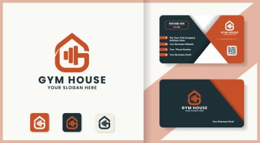 Soyut G logo tasarımı ve kartviziti olan spor salonu.