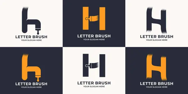 H ilk harf fırça logosu iş ve marka ilham logosu
