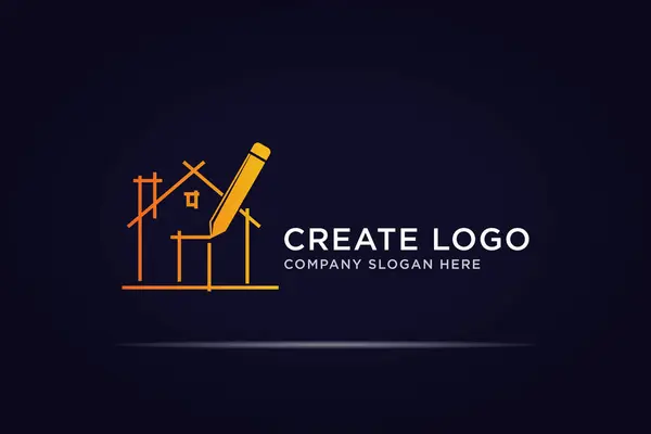 satırlı ev kalemi mimari logosu kavramı