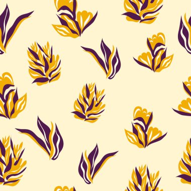 Cilt renginde, çiçekli, dikişsiz desenli küçük bitkiler.