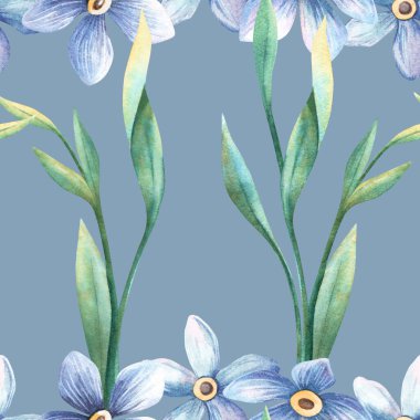 Çiçeksiz mavi desenli yeşil yapraklı 