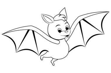 Sevimli yarasa. Cadılar Bayramı karakteri. Vektör renklendirme sayfası.