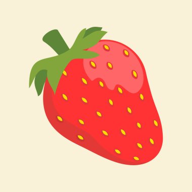Çilekli. Basit düz dizayn. Eps10 vektör illüstrasyonu.