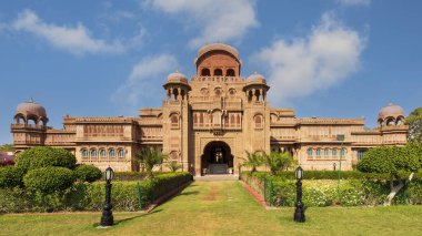 LaLgarh Palace in Bikaner, Rajasthan, is a stunning heritage property built in 1902, blending Rajput, Mughal, and European architectural styles. clipart