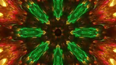 soyut renkli hipnotik simetrik desen süslemeli kaleydoskop hareketi geometrik çember ve yıldız şekilleri