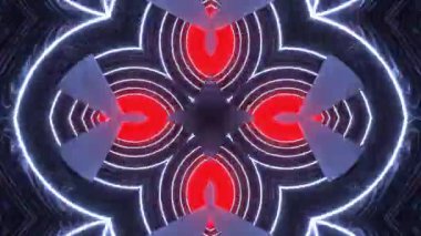 soyut renkli hipnotik simetrik desen dekoratif kaleydoskop hareketi geometrik çember ve yıldız.