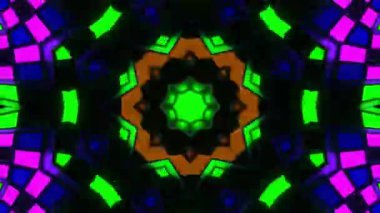 Renkli simetriyle gezgin kaleydoskop hareketi