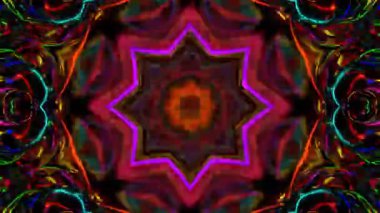 Renkli simetriyle gezgin kaleydoskop hareketi