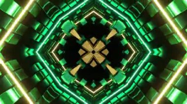 Renkli simetriyle gezgin kaleydoskop hareketi