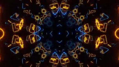 Renkli simetriyle gezgin kaleydoskop hareketi