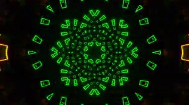 Renkli simetriyle gezgin kaleydoskop hareketi