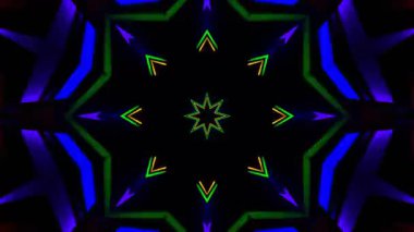 Renkli simetriyle gezgin kaleydoskop hareketi