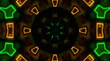 Renkli simetriyle gezgin kaleydoskop hareketi