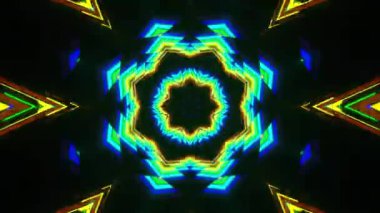 Renkli simetriyle gezgin kaleydoskop hareketi