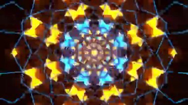 Renkli simetriyle gezgin kaleydoskop hareketi