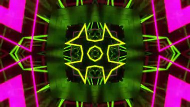 Renkli simetriyle gezgin kaleydoskop hareketi