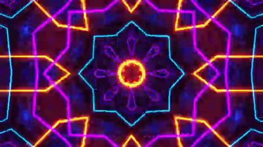 Renkli simetriyle gezgin kaleydoskop hareketi