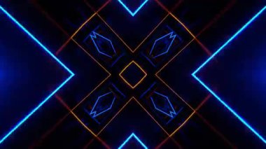 Gelecekçi Siberpunk VJ Döngü Neon Tüneli Girdabı ve Arıza Parçacıkları