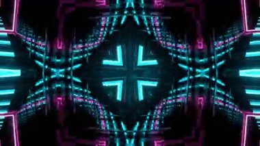 Gelecekçi Siberpunk VJ Döngü Neon Tüneli Girdabı ve Arıza Parçacıkları