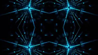 Gelecekçi Siberpunk VJ Döngü Neon Tüneli Girdabı ve Arıza Parçacıkları