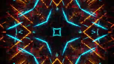 Gelecekçi Siberpunk VJ Döngü Neon Tüneli Girdabı ve Arıza Parçacıkları