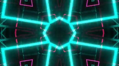 Gelecekçi Siberpunk VJ Döngü Neon Tüneli Girdabı ve Arıza Parçacıkları