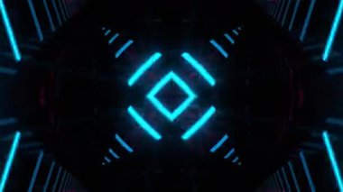 Gelecekçi Siberpunk VJ Döngü Neon Tüneli Girdabı ve Arıza Parçacıkları