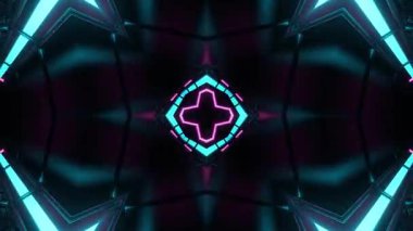 Gelecekçi Siberpunk VJ Döngü Neon Tüneli Girdabı ve Arıza Parçacıkları