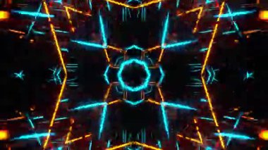 Gelecekçi Siberpunk VJ Döngü Neon Tüneli Girdabı ve Arıza Parçacıkları