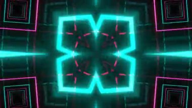 Gelecekçi Siberpunk VJ Döngü Neon Tüneli Girdabı ve Arıza Parçacıkları