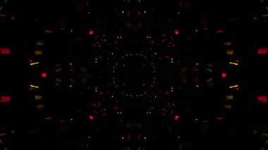 Gelecekçi Siberpunk VJ Döngü Neon Tüneli Girdabı ve Arıza Parçacıkları