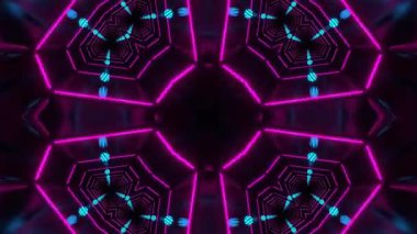 Gelecekçi Siberpunk VJ Döngü Neon Tüneli Girdabı ve Arıza Parçacıkları