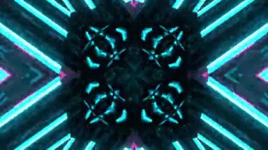 Gelecekçi Siberpunk VJ Döngü Neon Tüneli Girdabı ve Arıza Parçacıkları