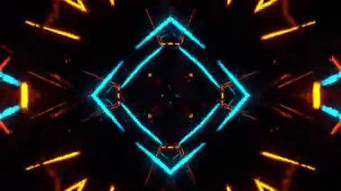 Gelecekçi Siberpunk VJ Döngü Neon Tüneli Girdabı ve Arıza Parçacıkları