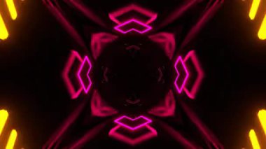 Gelecekçi Siberpunk VJ Döngü Neon Tüneli Girdabı ve Arıza Parçacıkları