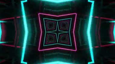 Gelecekçi Siberpunk VJ Döngü Neon Tüneli Girdabı ve Arıza Parçacıkları