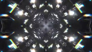 Gelecekçi Siberpunk VJ Döngü Neon Tüneli Girdabı ve Arıza Parçacıkları