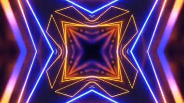 Gelecekçi Siberpunk VJ Döngü Neon Tüneli Girdabı ve Arıza Parçacıkları