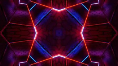Gelecekçi Siberpunk VJ Döngü Neon Tüneli Girdabı ve Arıza Parçacıkları