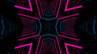 Gelecekçi Siberpunk VJ Döngü Neon Tüneli Girdabı ve Arıza Parçacıkları