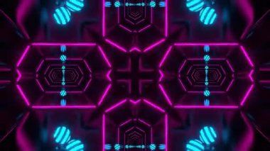 Gelecekçi Siberpunk VJ Döngü Neon Tüneli Girdabı ve Arıza Parçacıkları