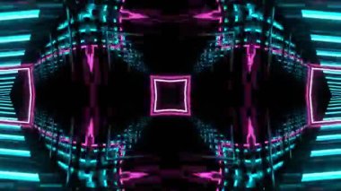Gelecekçi Siberpunk VJ Döngü Neon Tüneli Girdabı ve Arıza Parçacıkları