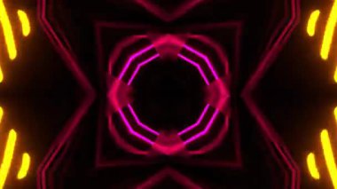 Gelecekçi Siberpunk VJ Döngü Neon Tüneli Girdabı ve Arıza Parçacıkları