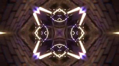 Gelecekçi Siberpunk VJ Döngü Neon Tüneli Girdabı ve Arıza Parçacıkları