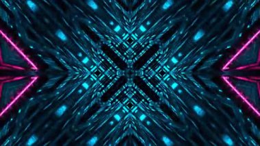 Gelecekçi Siberpunk VJ Döngü Neon Tüneli Girdabı ve Arıza Parçacıkları