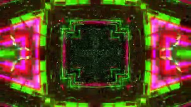 Gelecekçi Siberpunk VJ Döngü Neon Tüneli Girdabı ve Arıza Parçacıkları