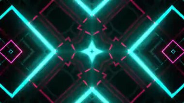 Gelecekçi Siberpunk VJ Döngü Neon Tüneli Girdabı ve Arıza Parçacıkları