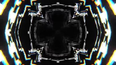 Gelecekçi Siberpunk VJ Döngü Neon Tüneli Girdabı ve Arıza Parçacıkları