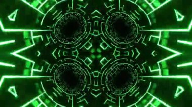 Gelecekçi Siberpunk VJ Döngü Neon Tüneli Girdabı ve Arıza Parçacıkları